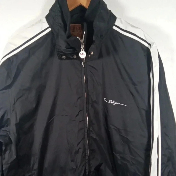True Religion windbreaker men's Striped sleeve size extra large - Picture 2 of 8